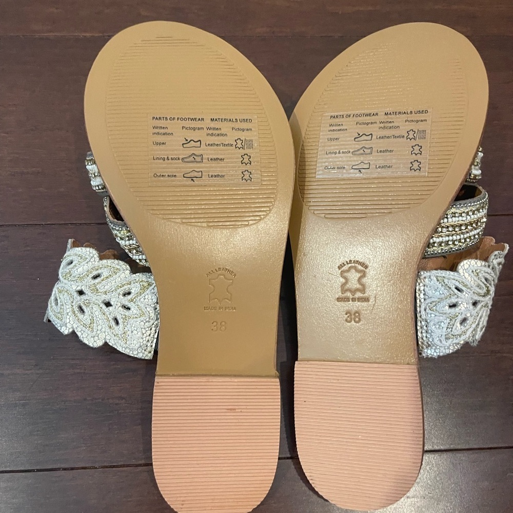 nwot nwob jasper and jeera Cream Embellished Sandals 38 - Picture 4 of 5